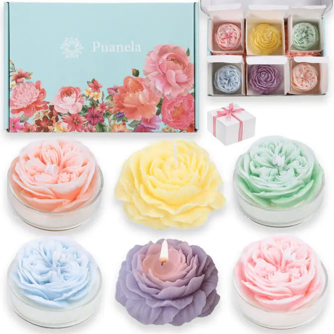お花のカタチのアロマキャンドル:オリジナルBOX6個入り