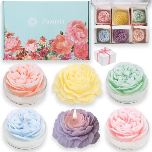 お花のカタチのアロマキャンドル：オリジナルBOX6個入り